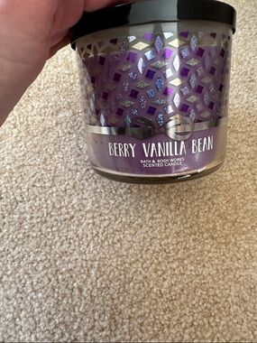 Bath & Body Works Berry Vanilla Bean Candle - Purple with Silver Mosaic
